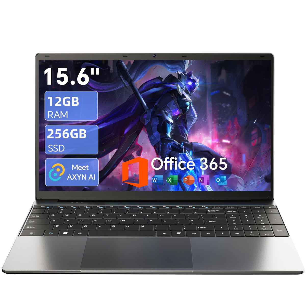 15.6'' AI Laptop with Office 365 12GB RAM 256GB SSD Win 11 Laptops