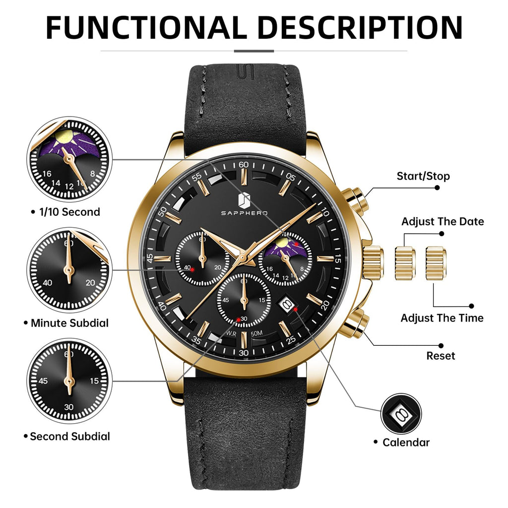 BENYAR Mens Watches Analog Quartz Chronograph Waterproof Wrist Watches for Men Fashion Business Work Casual Sport Designer Dress Watch with Calendar Elegant Gifts for Men