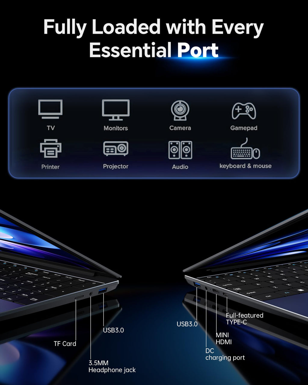 15.6'' AI Laptop with Office 365 12GB RAM 256GB SSD Win 11 Laptops