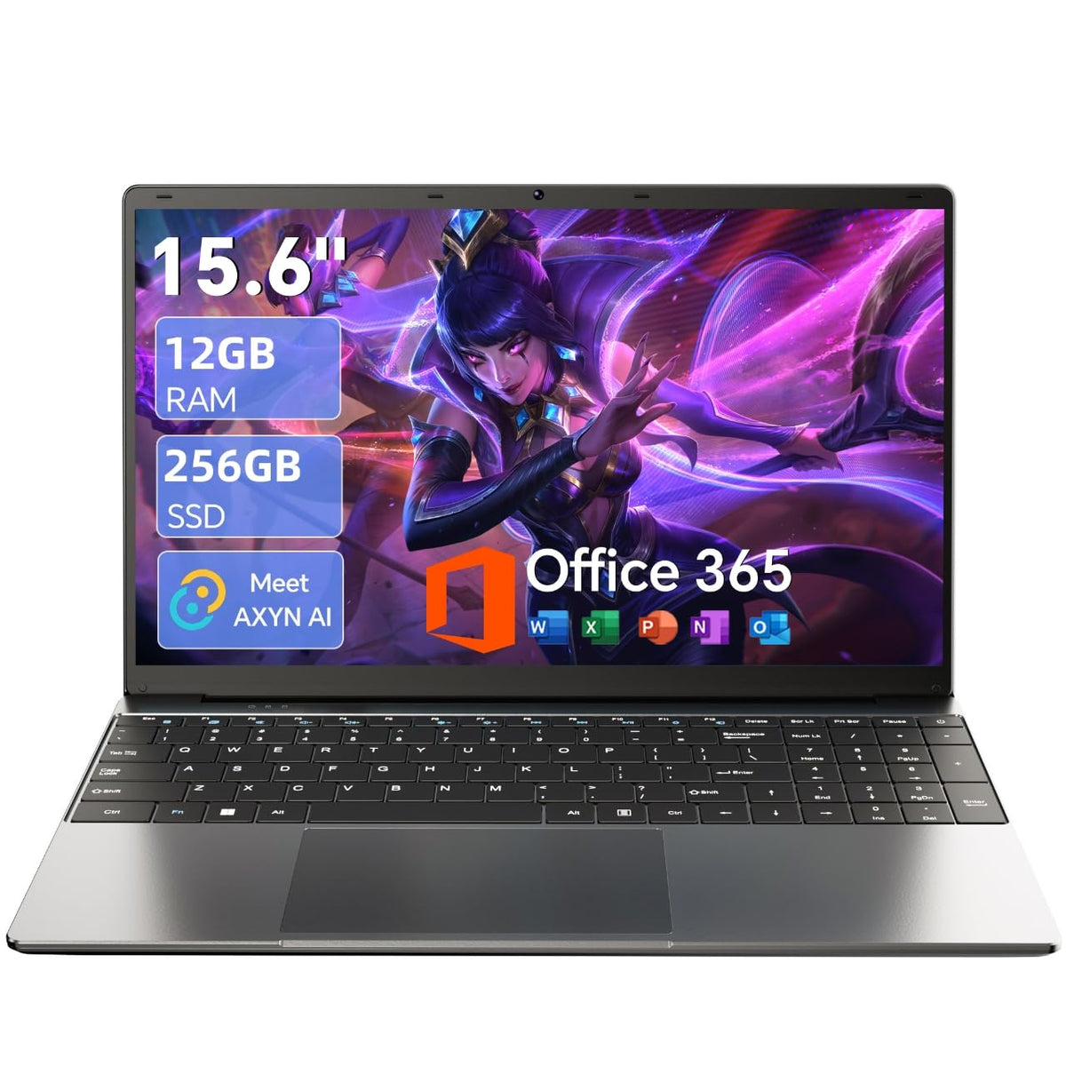 15.6'' AI Laptop with Office 365 12GB RAM 256GB SSD Win 11 Laptops