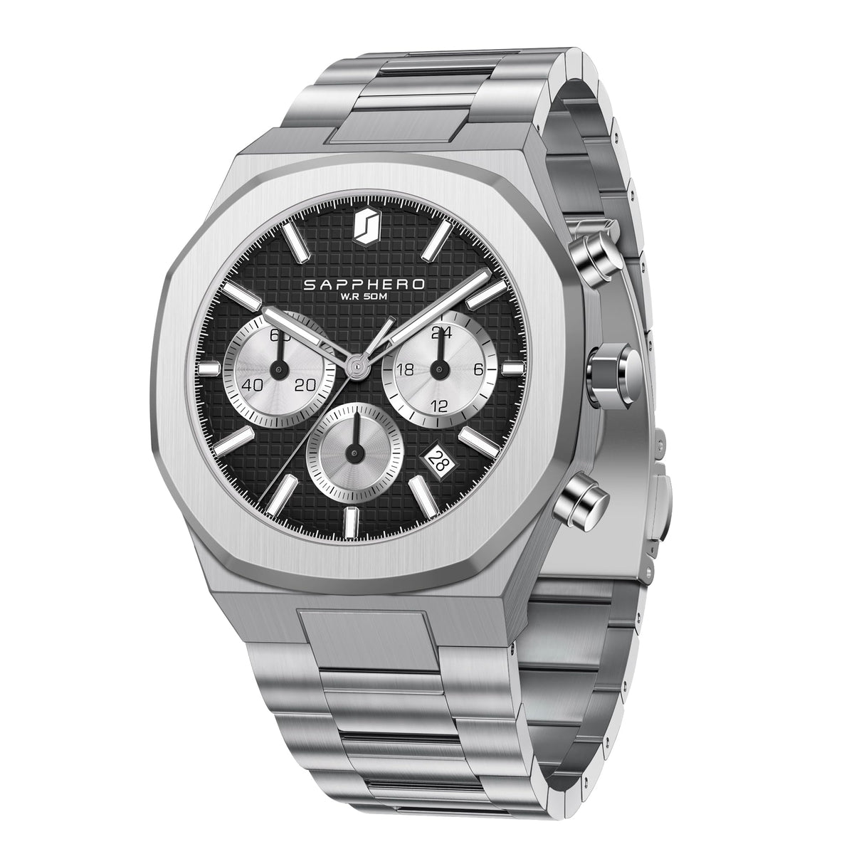 SAPPHERO Watches for Men Waterproof Men's Watch Stainless Steel Octagonal Date Quartz Fashion Clock Business Wristwatch Gift for Men Multiple Colors