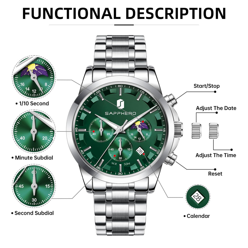 BENYAR Mens Watches Analog Quartz Chronograph Waterproof Wrist Watches for Men Fashion Business Work Casual Sport Designer Dress Watch with Calendar Elegant Gifts for Men