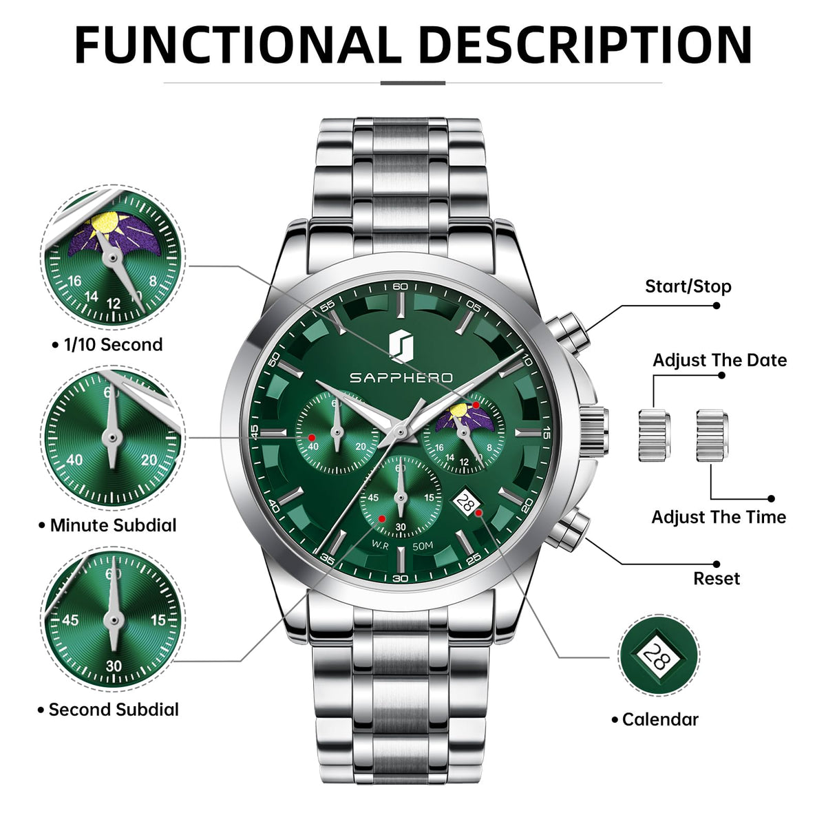 BENYAR Mens Watches Analog Quartz Chronograph Waterproof Wrist Watches for Men Fashion Business Work Casual Sport Designer Dress Watch with Calendar Elegant Gifts for Men