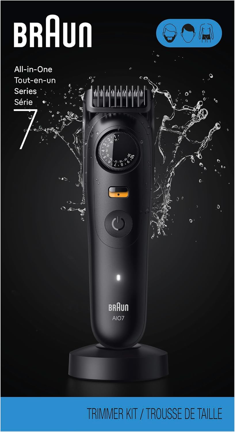 Braun All-in-One Series 7 Men's Electric Beard Trimmer, Hair Clipper, Shaver & Razor for Face, Hair & Body, All-in-One AIO 7535 with Gillette ProGlide Razor, Cordless