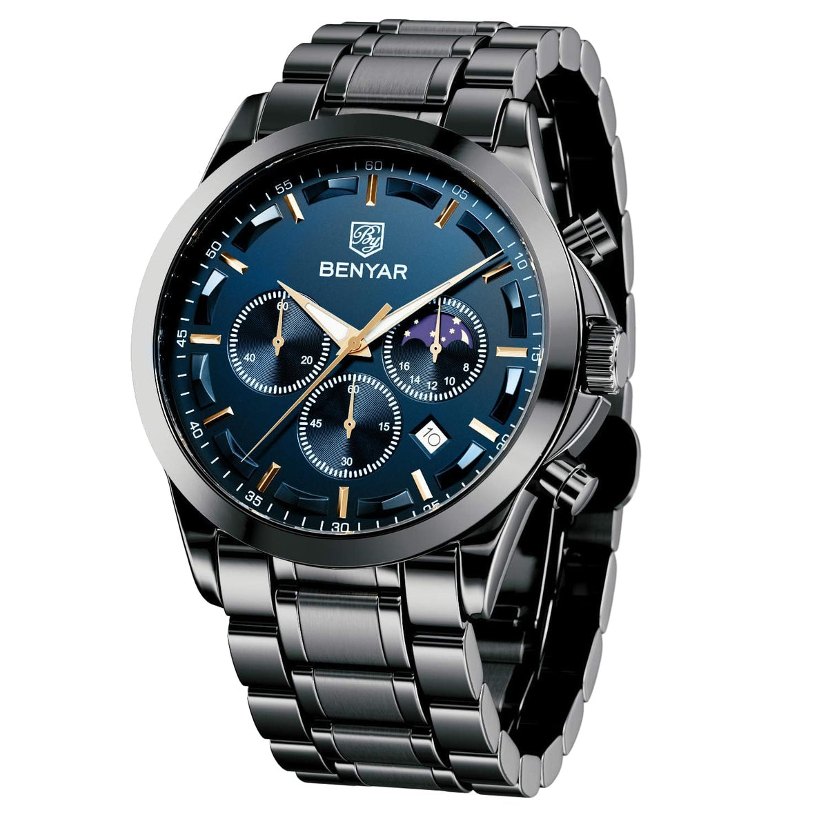 BENYAR Mens Watches Analog Quartz Chronograph Waterproof Wrist Watches for Men Fashion Business Work Casual Sport Designer Dress Watch with Calendar Elegant Gifts for Men