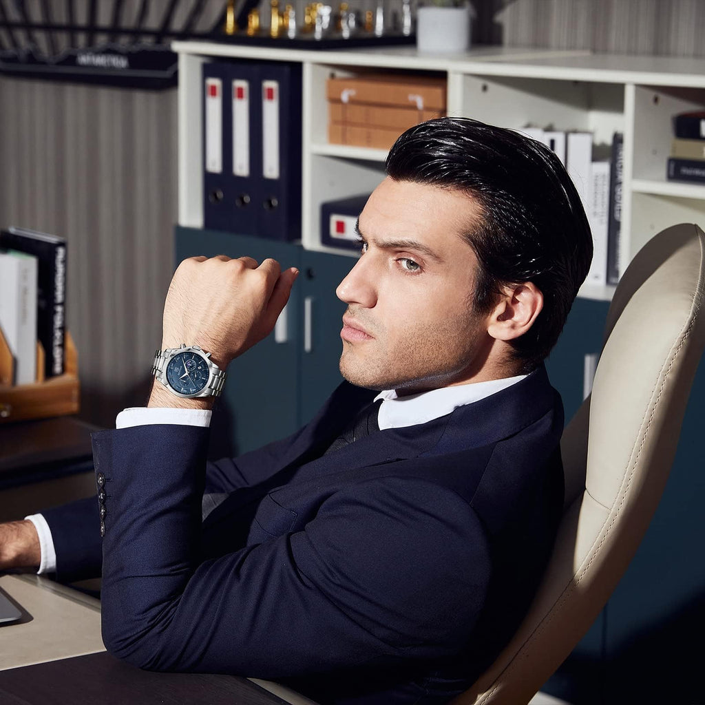 BENYAR Mens Watches Analog Quartz Chronograph Waterproof Wrist Watches for Men Fashion Business Work Casual Sport Designer Dress Watch with Calendar Elegant Gifts for Men