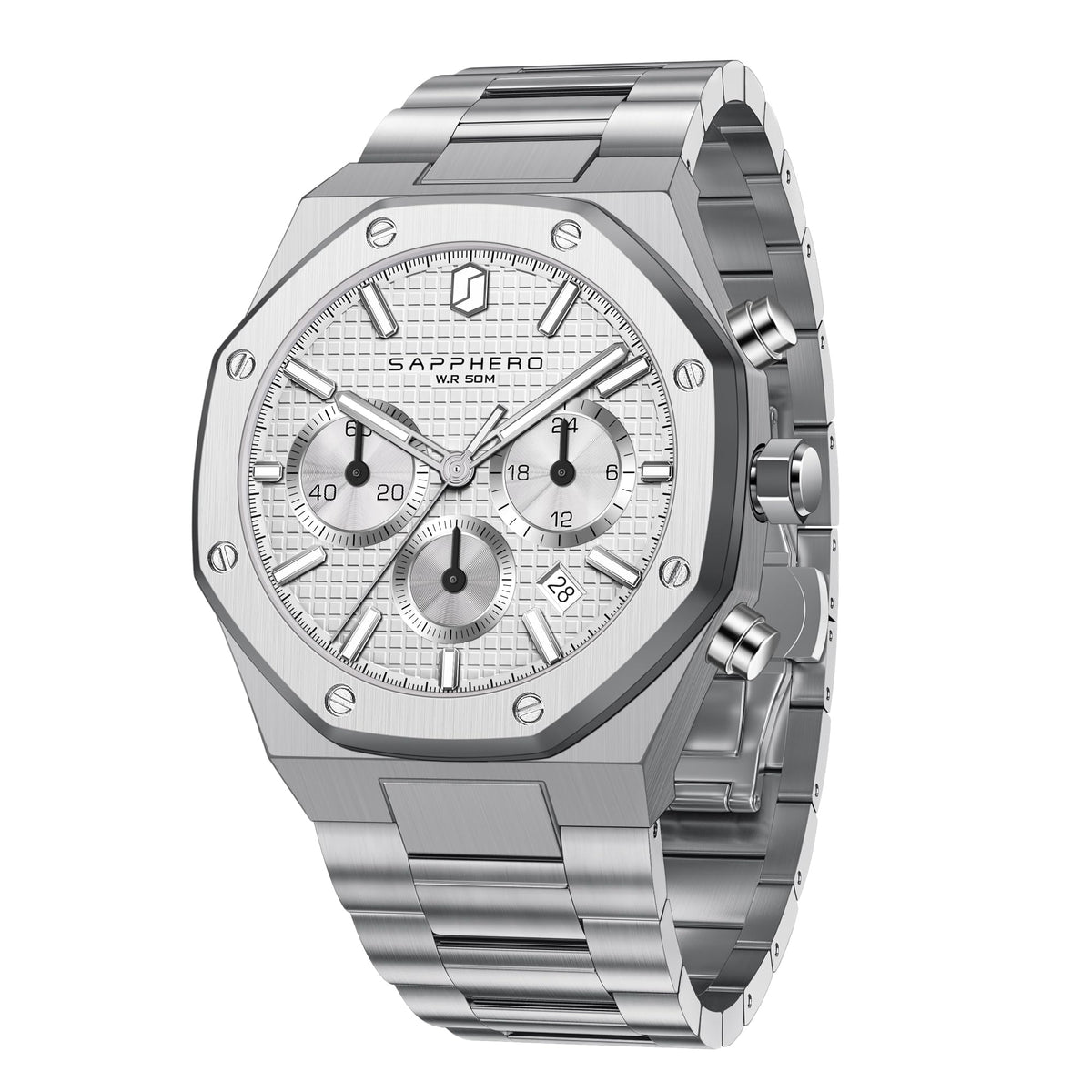 SAPPHERO Watches for Men Waterproof Men's Watch Stainless Steel Octagonal Date Quartz Fashion Clock Business Wristwatch Gift for Men Multiple Colors