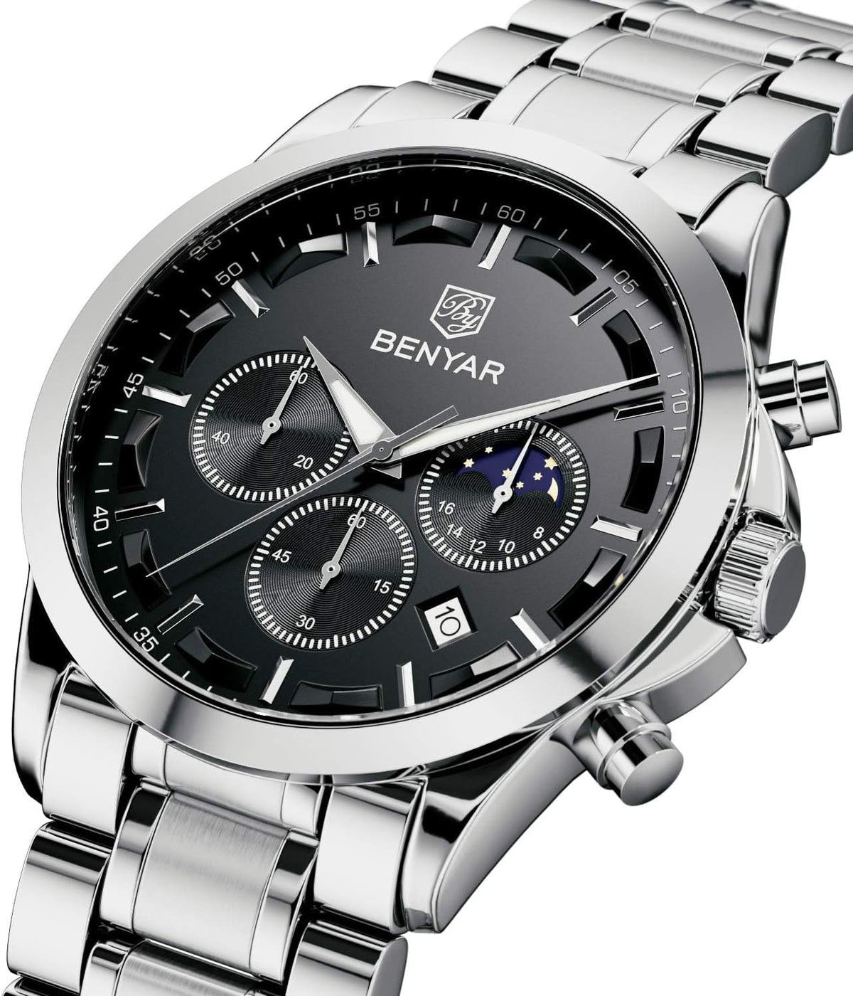 BENYAR Mens Watches Analog Quartz Chronograph Waterproof Wrist Watches for Men Fashion Business Work Casual Sport Designer Dress Watch with Calendar Elegant Gifts for Men