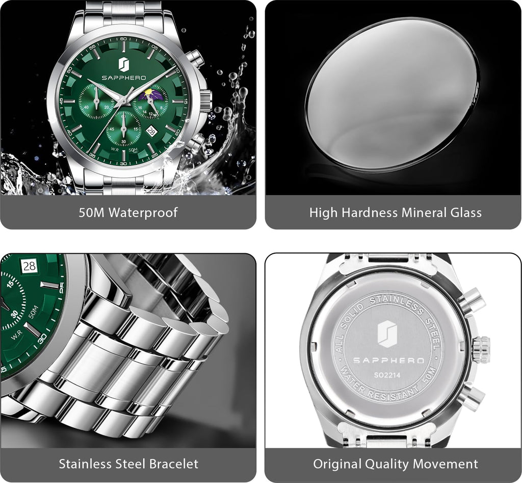 BENYAR Mens Watches Analog Quartz Chronograph Waterproof Wrist Watches for Men Fashion Business Work Casual Sport Designer Dress Watch with Calendar Elegant Gifts for Men