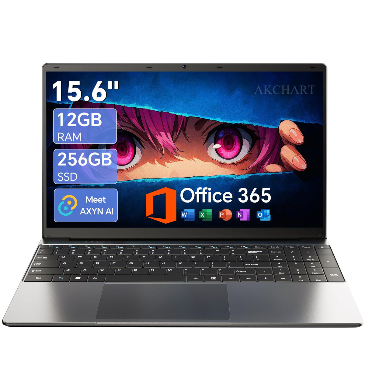 15.6'' AI Laptop with Office 365 12GB RAM 256GB SSD Win 11 Laptops