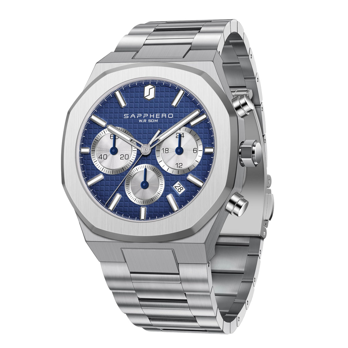 SAPPHERO Watches for Men Waterproof Men's Watch Stainless Steel Octagonal Date Quartz Fashion Clock Business Wristwatch Gift for Men Multiple Colors