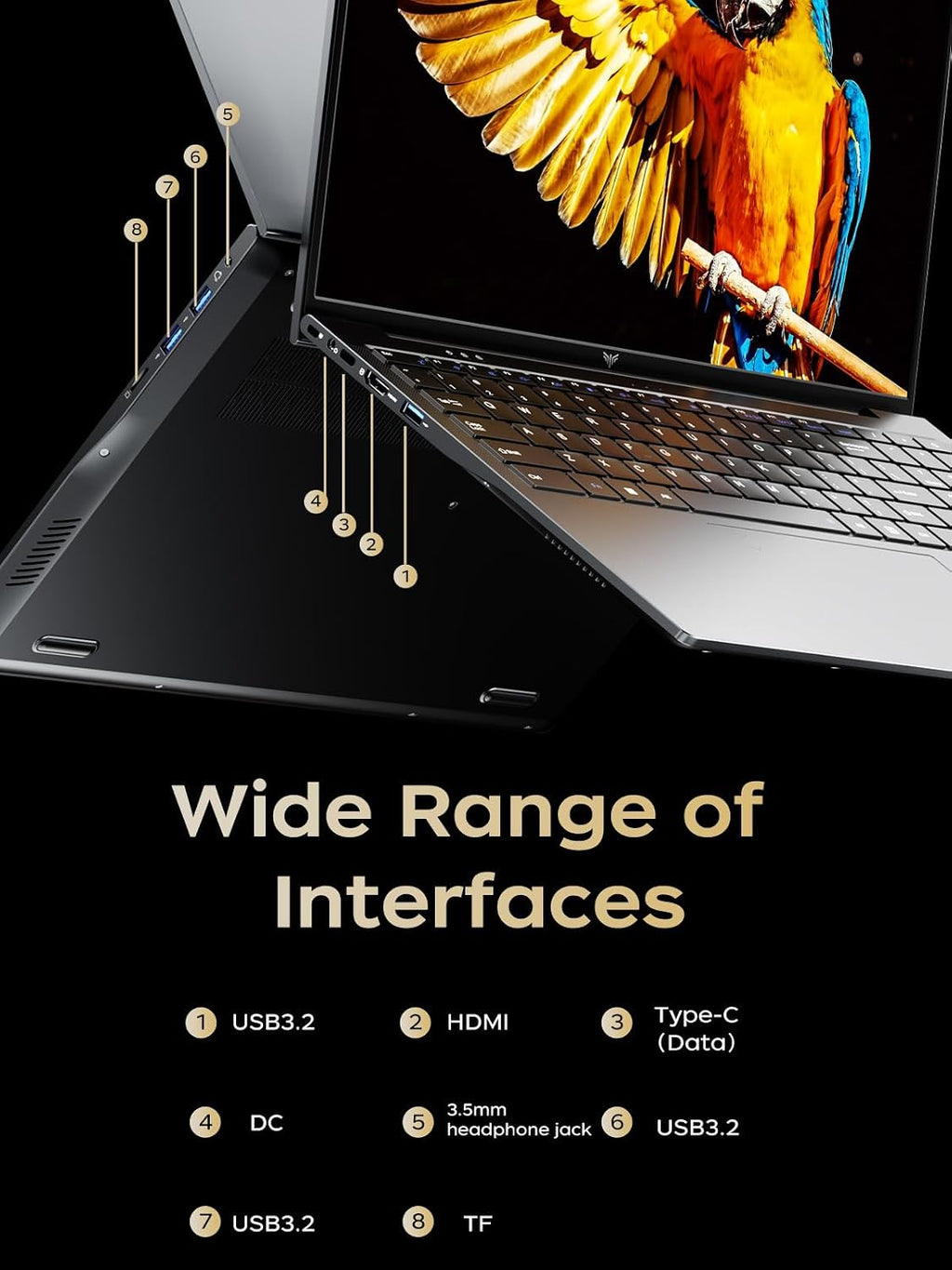 KAIGERR Gaming Laptop, Laptops with AMD Ryzen 4300U(Up to 3.7GHz), 16GB DDR4 512GB SSD Laptop Computer, 16.0inch Windοws 11 Laptop, 1920P FHD Display, WiFi 6, USB3.2, Type_C, Webcam Cover Slide