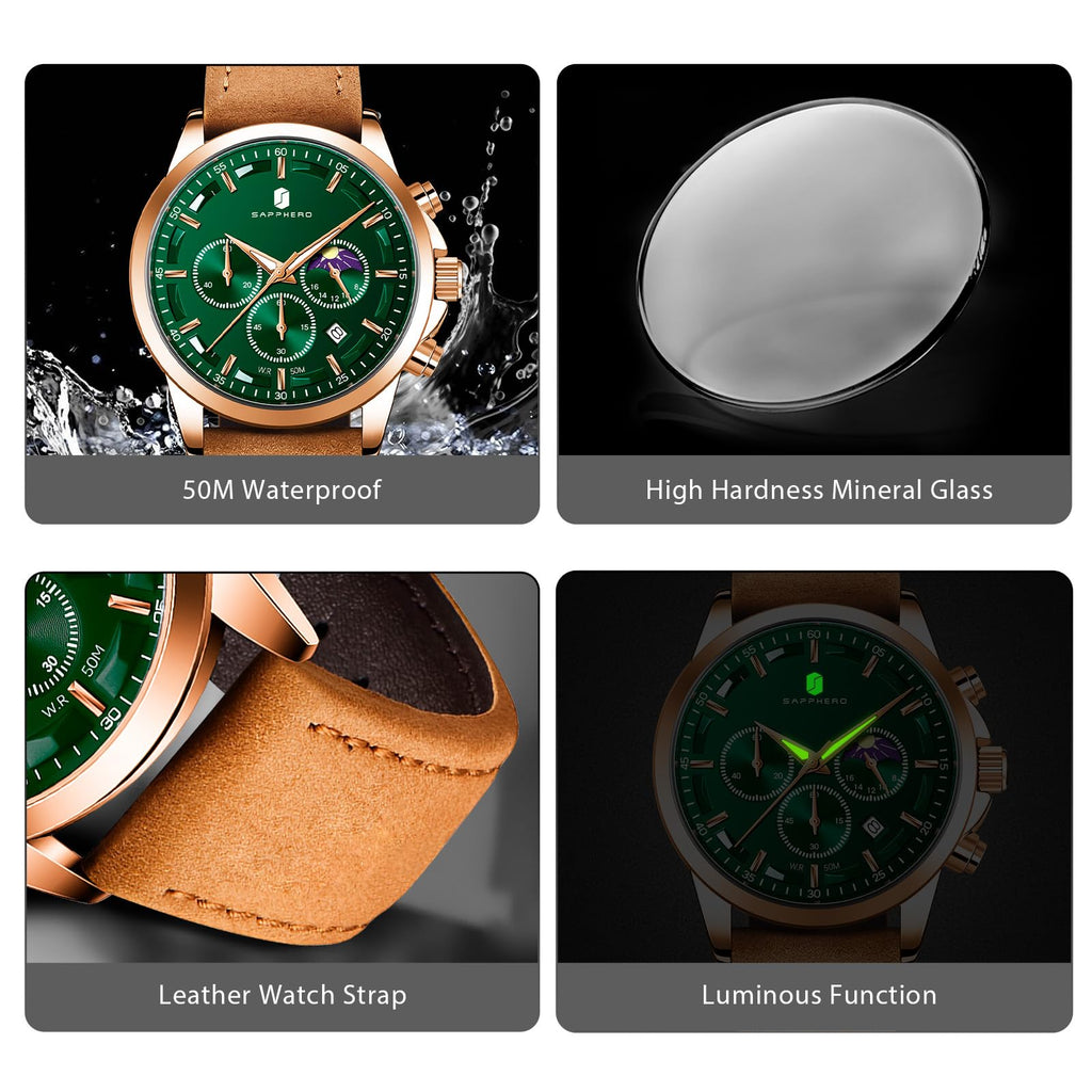 BENYAR Mens Watches Analog Quartz Chronograph Waterproof Wrist Watches for Men Fashion Business Work Casual Sport Designer Dress Watch with Calendar Elegant Gifts for Men
