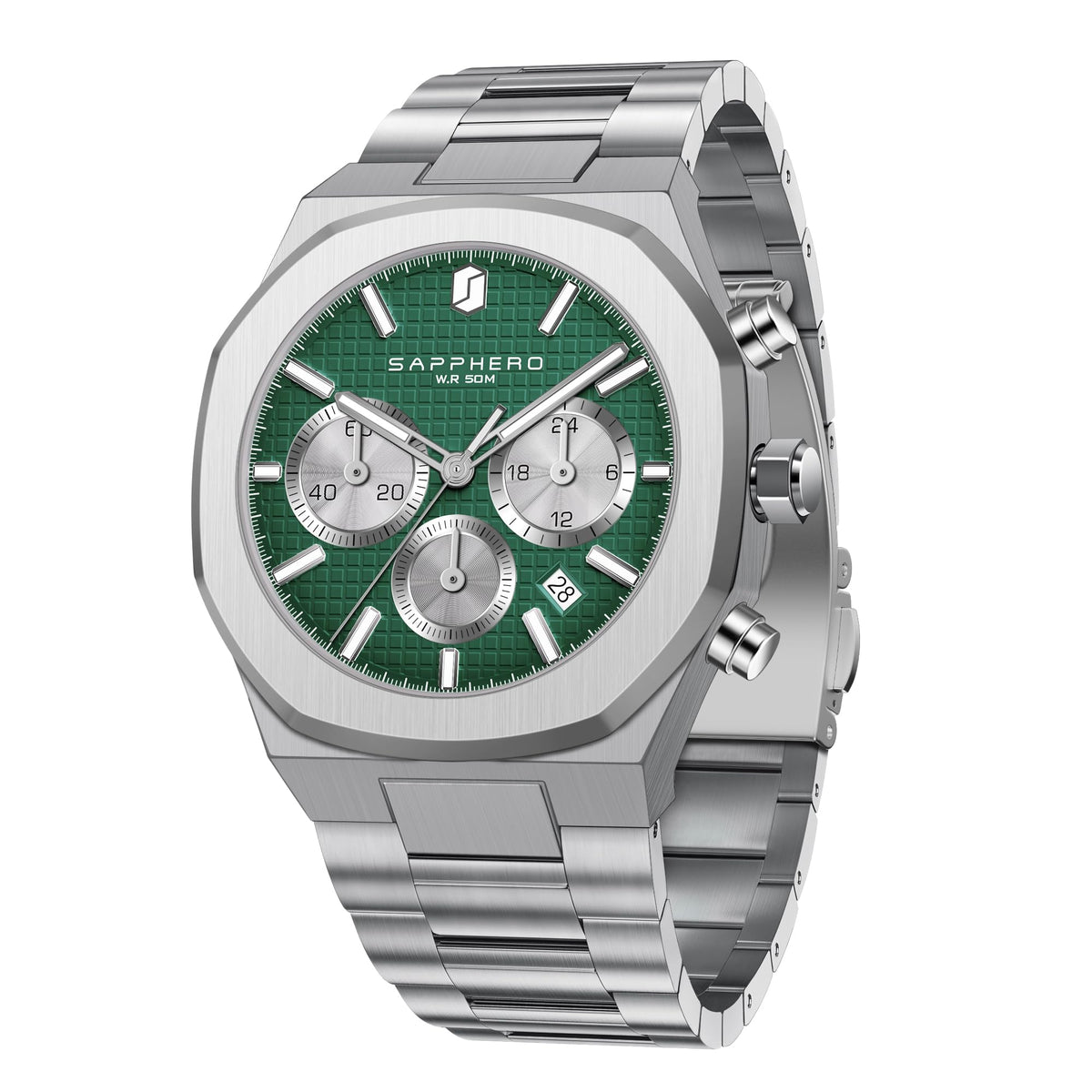SAPPHERO Watches for Men Waterproof Men's Watch Stainless Steel Octagonal Date Quartz Fashion Clock Business Wristwatch Gift for Men Multiple Colors