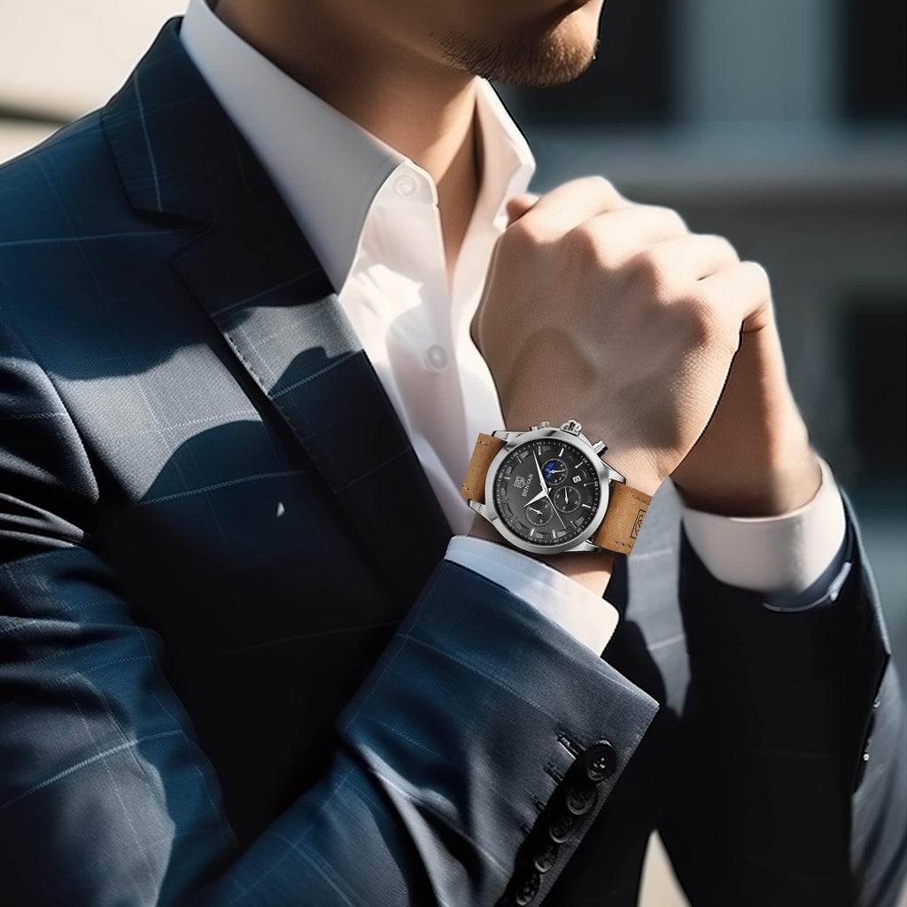 BENYAR Mens Watches Analog Quartz Chronograph Waterproof Wrist Watches for Men Fashion Business Work Casual Sport Designer Dress Watch with Calendar Elegant Gifts for Men