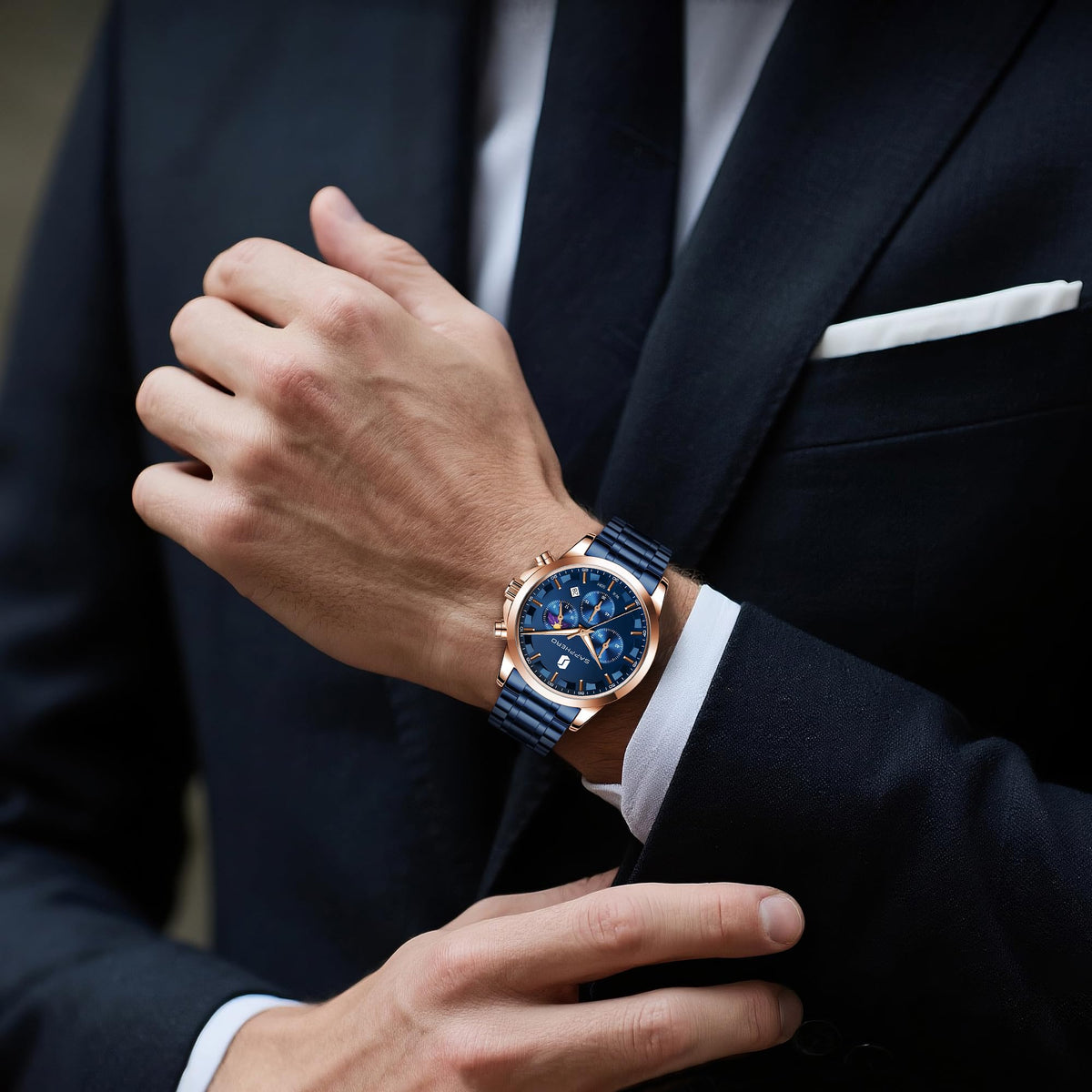 BENYAR Mens Watches Analog Quartz Chronograph Waterproof Wrist Watches for Men Fashion Business Work Casual Sport Designer Dress Watch with Calendar Elegant Gifts for Men