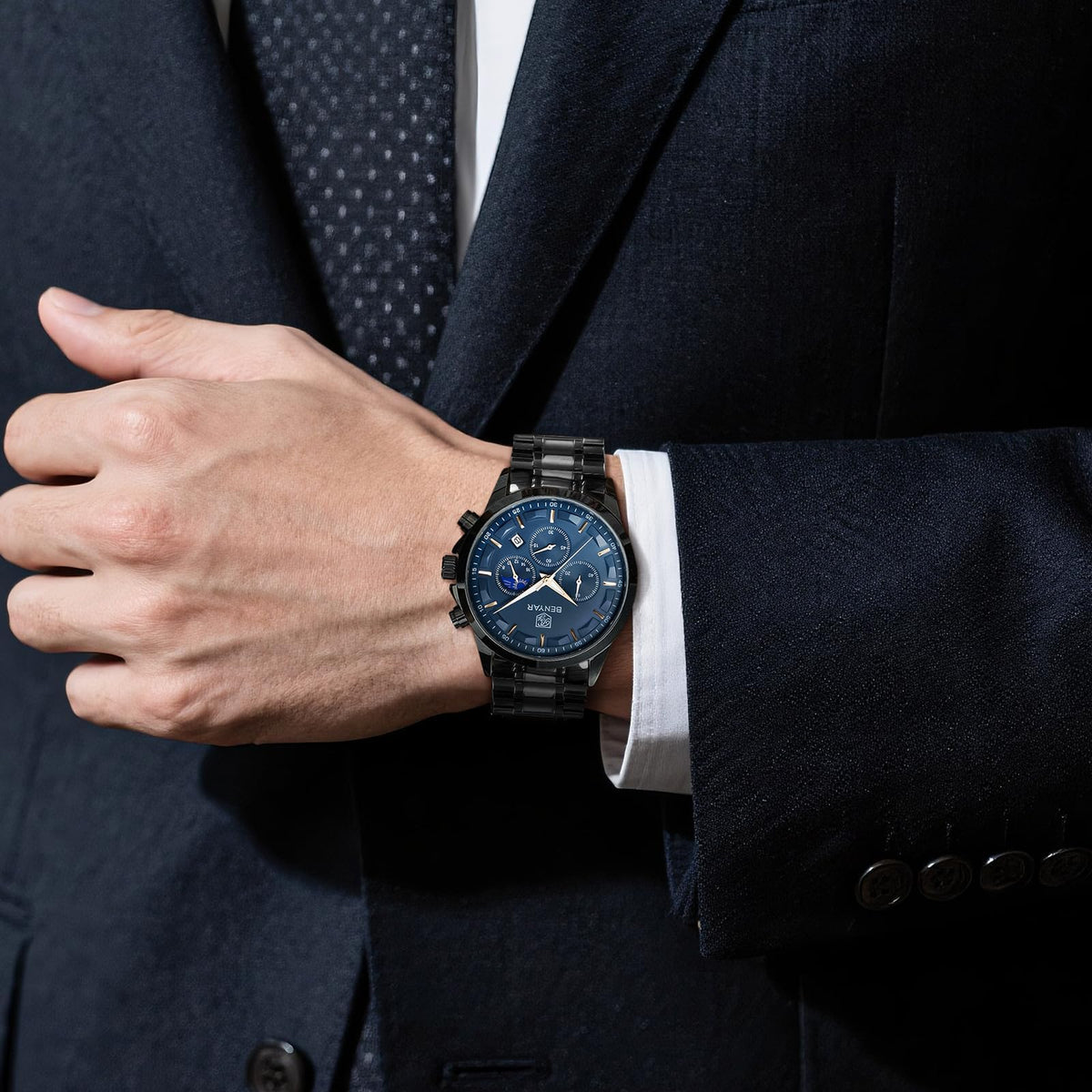 BENYAR Mens Watches Analog Quartz Chronograph Waterproof Wrist Watches for Men Fashion Business Work Casual Sport Designer Dress Watch with Calendar Elegant Gifts for Men