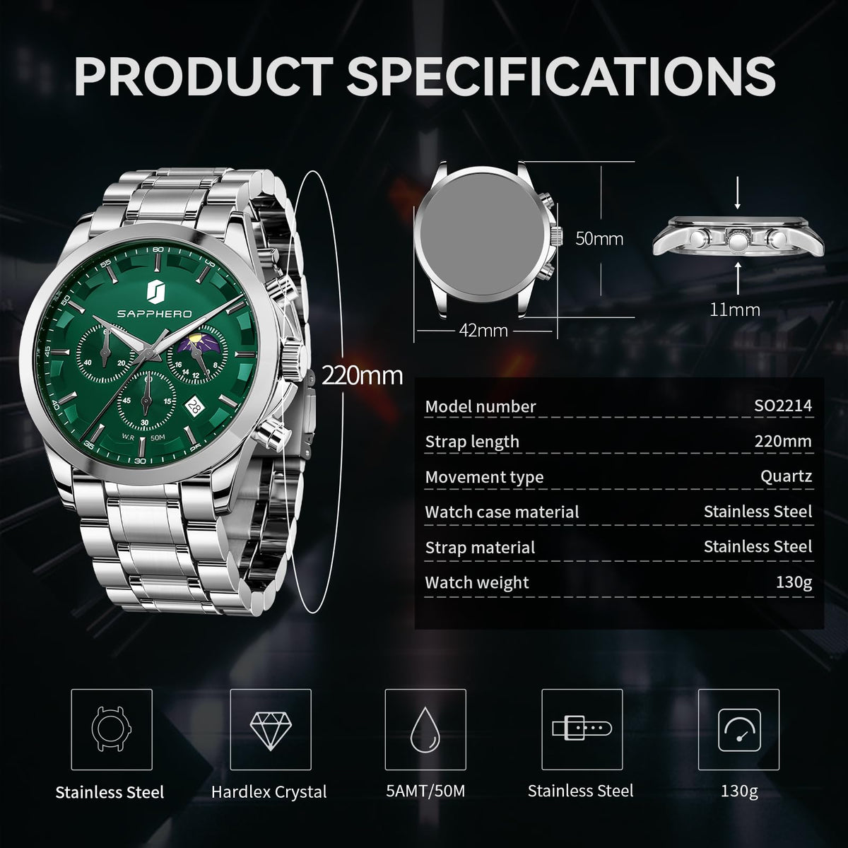 BENYAR Mens Watches Analog Quartz Chronograph Waterproof Wrist Watches for Men Fashion Business Work Casual Sport Designer Dress Watch with Calendar Elegant Gifts for Men