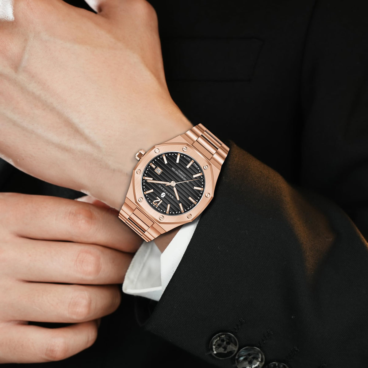 BENYAR Mens Watches Analog Quartz Chronograph Waterproof Wrist Watches for Men Fashion Business Work Casual Sport Designer Dress Watch with Calendar Elegant Gifts for Men