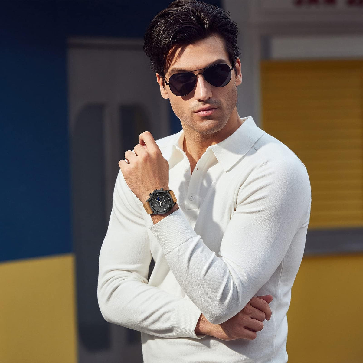 BENYAR Mens Watches Analog Quartz Chronograph Waterproof Wrist Watches for Men Fashion Business Work Casual Sport Designer Dress Watch with Calendar Elegant Gifts for Men