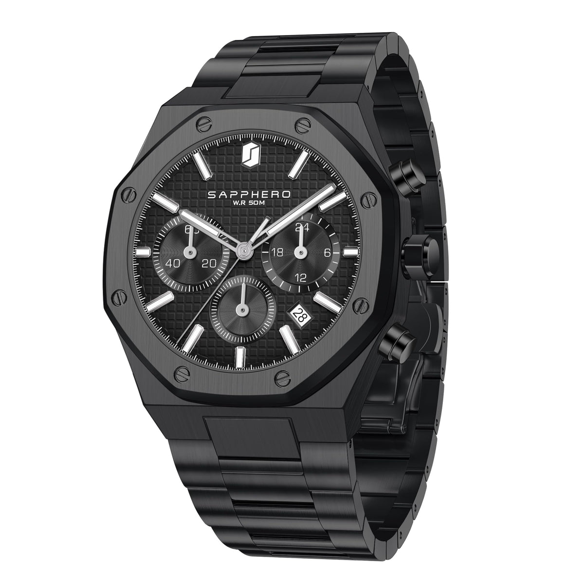 SAPPHERO Watches for Men Waterproof Men's Watch Stainless Steel Octagonal Date Quartz Fashion Clock Business Wristwatch Gift for Men Multiple Colors