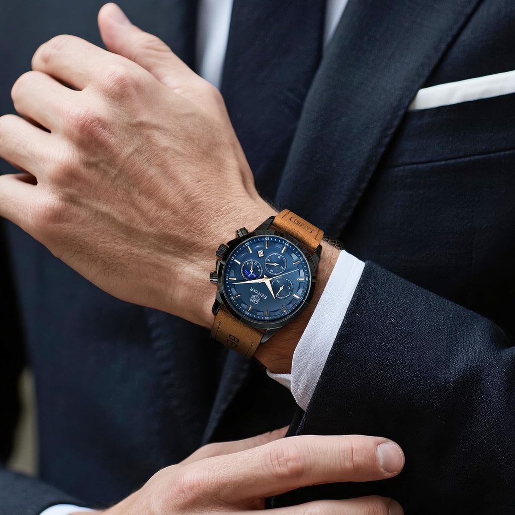 BENYAR Mens Watches Analog Quartz Chronograph Waterproof Wrist Watches for Men Fashion Business Work Casual Sport Designer Dress Watch with Calendar Elegant Gifts for Men