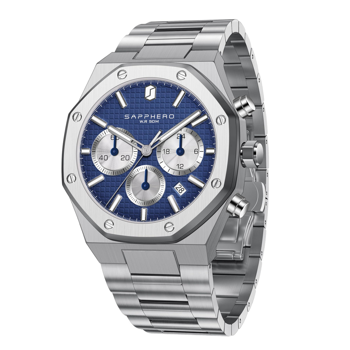 SAPPHERO Watches for Men Waterproof Men's Watch Stainless Steel Octagonal Date Quartz Fashion Clock Business Wristwatch Gift for Men Multiple Colors