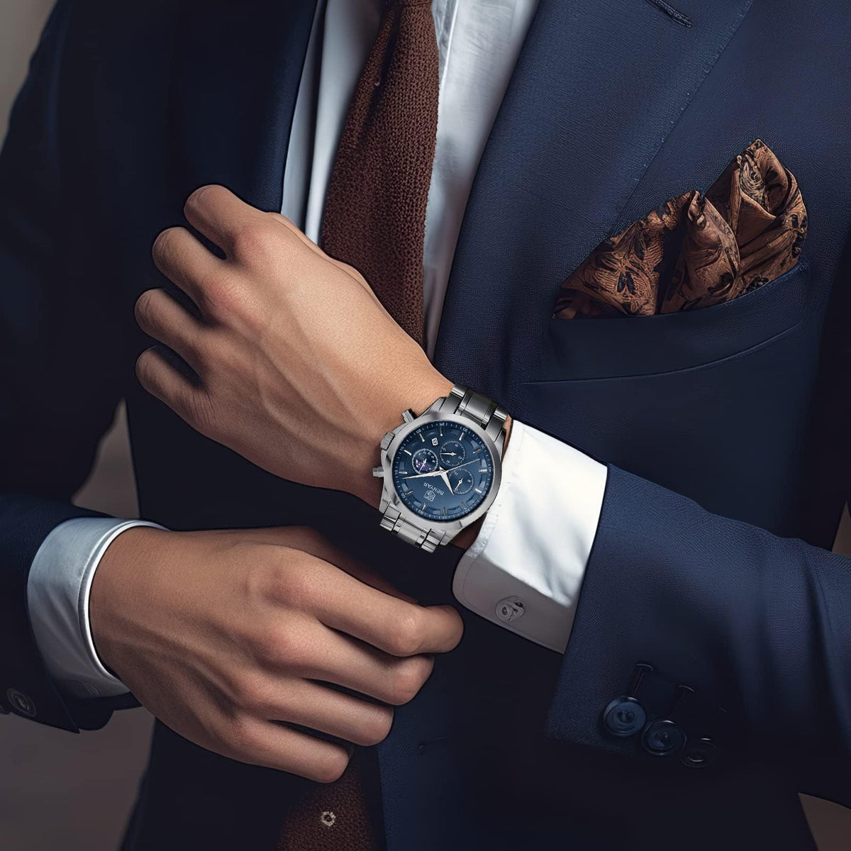 BENYAR Mens Watches Analog Quartz Chronograph Waterproof Wrist Watches for Men Fashion Business Work Casual Sport Designer Dress Watch with Calendar Elegant Gifts for Men