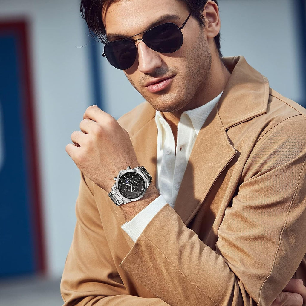 BENYAR Mens Watches Analog Quartz Chronograph Waterproof Wrist Watches for Men Fashion Business Work Casual Sport Designer Dress Watch with Calendar Elegant Gifts for Men