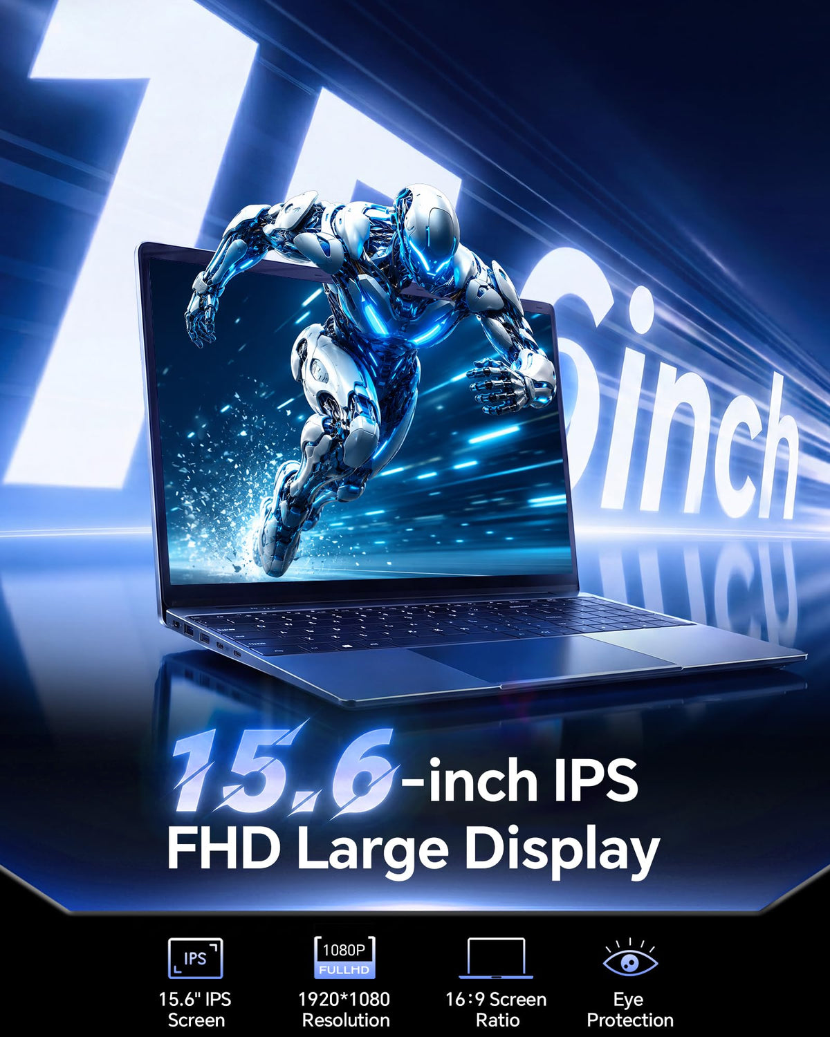 15.6'' AI Laptop with Office 365 12GB RAM 256GB SSD Win 11 Laptops
