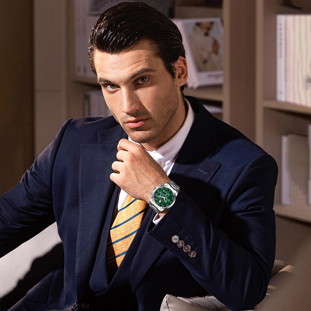 BENYAR Mens Watches Analog Quartz Chronograph Waterproof Wrist Watches for Men Fashion Business Work Casual Sport Designer Dress Watch with Calendar Elegant Gifts for Men
