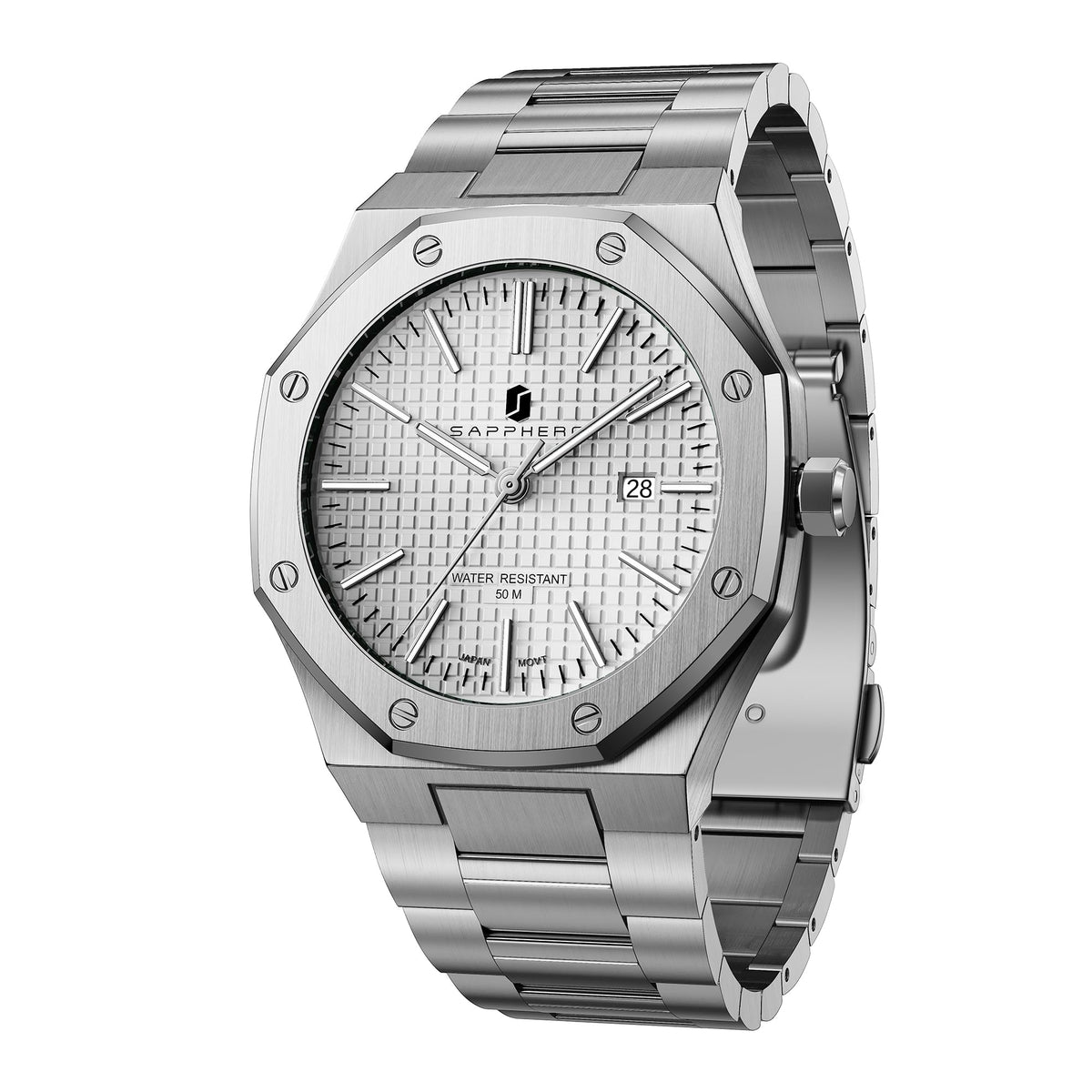 SAPPHERO Watches for Men Waterproof Men's Watch Stainless Steel Octagonal Date Quartz Fashion Clock Business Wristwatch Gift for Men Multiple Colors