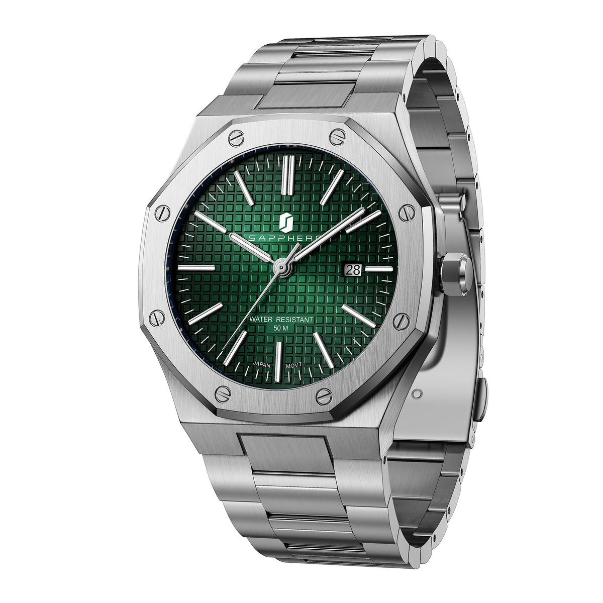 SAPPHERO Watches for Men Waterproof Men's Watch Stainless Steel Octagonal Date Quartz Fashion Clock Business Wristwatch Gift for Men Multiple Colors
