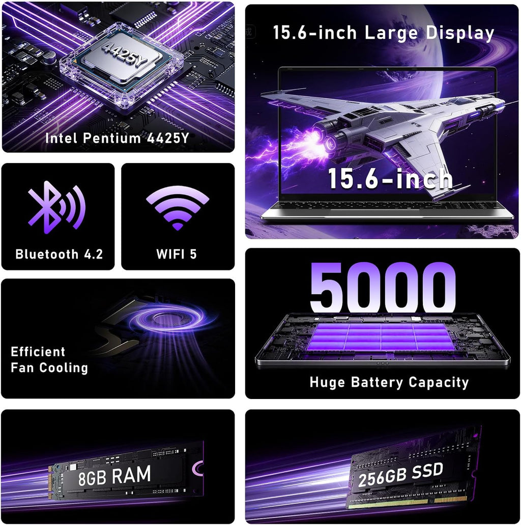 NIAKUN Laptop Computer 2026, 15.6 Inch Lap Top PC Window 11 Pro, 8GB RAM 256GB SSD, Int Pentium Gold Processor 4425Y, 2-Year Warranty, Bluetooth, MINI HDMI, FHD 1920 * 1080, Office 365, Business