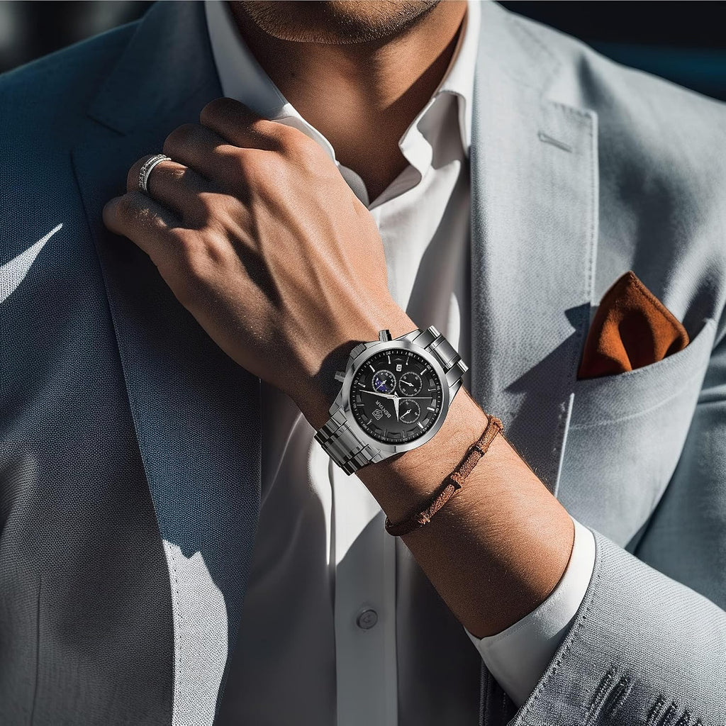 BENYAR Mens Watches Analog Quartz Chronograph Waterproof Wrist Watches for Men Fashion Business Work Casual Sport Designer Dress Watch with Calendar Elegant Gifts for Men